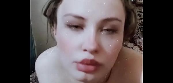  my girl with big juicy lips gives me a blowjob and swallows cum